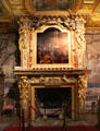 Fireplace in King's bedchamber at Cheverny Chateau. Cheverny, France.