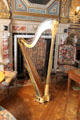 Harp by Erard in Grand Salon at Cheverny Chateau. Cheverny, France.