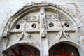 Romanesque church doorway at Fontevraud Abbey. Fontevraud, France.