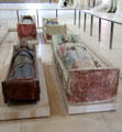 Tombs of King of England, Henry II, his wife, Eleanor of Aquitaine & son, King Richard the Lionheart at Fontevraud Abbey. Fontevraud, France.