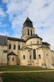 Rear view of Romanesque Fontevraud Abbey church. Fontevraud, France.