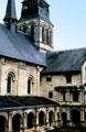 Church over cloister at Fontevraud Abbey. Fontevraud, France.