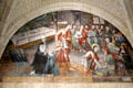 Last Supper & Christ washing feet of disciples mural in Chapterhouse at Fontevraud Abbey. Fontevraud, France.