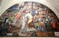 Agony in Gethsemane & betrayal by Judas & arrest of Christ mural in Chapterhouse at Fontevraud Abbey. Fontevraud, France