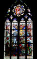 Joan leads capture of Fort des Tourelles panel from life of Joan of Arc stained glass windows by J. Galland & E. Gibelin at Orleans Cathedral. France.