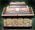 Bone & wood inlaid box from Northern Italy at Orleans Beaux Arts Museum. Orleans, France.