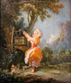 Little girl with bird cage painting by François Boucher at Orleans Beaux Arts Museum. Orleans, France.