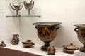 Ancient red-on-black Grecian style pottery at Antibes Archeology Museum. Antibes, France.