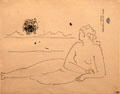 Nude Lying on the Beach on "Hôtel du Cap d'Antibes" writing paper by Pablo Picasso at Picasso Museum. Antibes, France.
