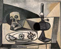 Skull, Sea Urchins & Lamp on a Table painting by Pablo Picasso at Picasso Museum. Antibes, France.
