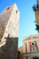 Church of the Immaculate Conception & medieval watch tower, now belfry. Antibes, France.