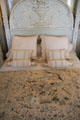 Decorative head board & coverlet in bedroom at Villa Ephrussi de Rothschild. Saint Jean Cap Ferrat, France.