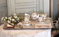 Tea service in bedroom at Villa Ephrussi de Rothschild. Saint Jean Cap Ferrat, France.