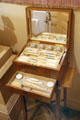 Cabinet with elaborate manicure set in bathroom at Villa Ephrussi de Rothschild. Saint Jean Cap Ferrat, France.