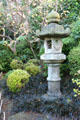 Stone lantern in Japanese garden at Villa Ephrussi de Rothschild. Saint Jean Cap Ferrat, France.
