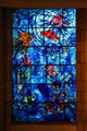 One of three stained glass windows depicting creation by Marc Chagall at Chagall Museum. Nice, France.