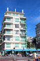 Art deco building housing Les Jardins du Capitole restaurant on Promenade des Anglais. Nice, France.