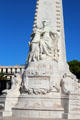 Base of statue with inscription commemorating city of Nice becoming part of France in Jardin Albert 1er at south end of Promenade du Paillon. Nice, France.