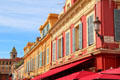 Colorful buildings on Cours Saleya in Old Nice. Nice, France.