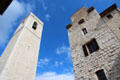 Castle & church towers in Place de l' Eglise. St Paul de Vence, France.