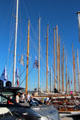 Masts of sailing ships in harbor. St Tropez, France.