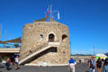 Round tower overlooking harbor. St Tropez, France