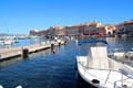 View of town across harbor. St Tropez, France.