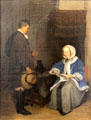 Woman reading a letter before a messenger painting by Gerard ter Borch the Younger at Beaux-Arts Museum. Lyon, France.
