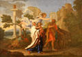 Flight into Egypt painting by Nicolas Poussin at Beaux-Arts Museum. Lyon, France.