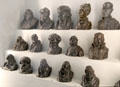Sculpted bronze heads of celebrities of Juste Milieu by Honoré Daumier at Beaux-Arts Museum. Lyon, France.