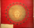 Louis XVIII ancient shield design for throne room of Tuileries palace woven silk hanging by Jean-Démosthène Dugourc at Musées des Tissus. Lyon, France.