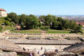 2,000 year-old Gallo Roman Theatre of Lugdunum over skyline of Lyon. Lyon, France