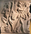 Bacchus detail of Triumph of Bacchus marble sarcophagus at Gallo Roman Museum. Lyon, France.