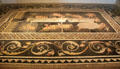 Roman floor mosaic of chariot racing in circus at Gallo Roman Museum. Lyon, France.
