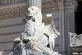 Winged lion of Lyon at entrance of Basilique Notre-Dame de Fourvière. Lyon, France
