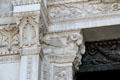 Entrance capital in shape of winged ram at Basilique Notre-Dame de Fourvière. Lyon, France.