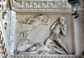 Frieze panel of angel staying hand of Isaac sacrificing Jacob at Basilique Notre-Dame de Fourvière. Lyon, France.