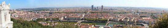 Panorama of Lyon from Fourviere Hill. Lyon, France.