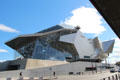 Entrance facade of Musée des Confluences which features natural science & ethnographic collection. Lyon, France.