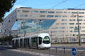 Lyon tram passes Regional building of Auvergne-Rhône-Alpes. Lyon, France.