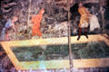 Frescoed fish pond scene by Simone Martini in papal apartments at Papal Palace. Avignon, France