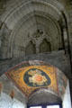 Gothic stonework & fresco of Pius V in Southern Sacristy at Papal Palace. Avignon, France.