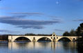 St. Bénezet bridge with moon above. Avignon, France