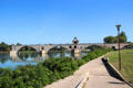 Remaining section of St Bénezet bridge famous in song "Sur le Pont d'Avignon". Avignon, France.
