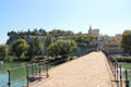View from St Bénezet bridge to Ramparts & Avignon cathedral beyond. Avignon, France.
