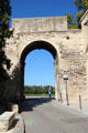 Gate through Ramparts of Avignon to Rhone River. Avignon, France.