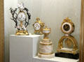 Collection of French mantle clocks from eras of Louis XV & XVI at Museum Angladon, Jacques Doucet Collection. Avignon, France.