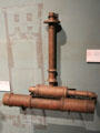 Replica of Roman suction pump invented to fight fires at Pont du Gard museum. Nimes, France.