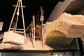Model of Roman Pont du Gard construction site at Pont du Gard museum. Nimes, France.