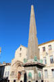 Roman Arles Obelisk was moved onto pedestal in Place de la République. Arles, France.